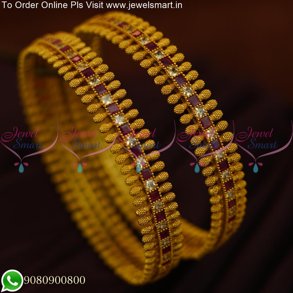 Antique Matte Look Exclusive Design Party Wear Gold Bangles Design ...