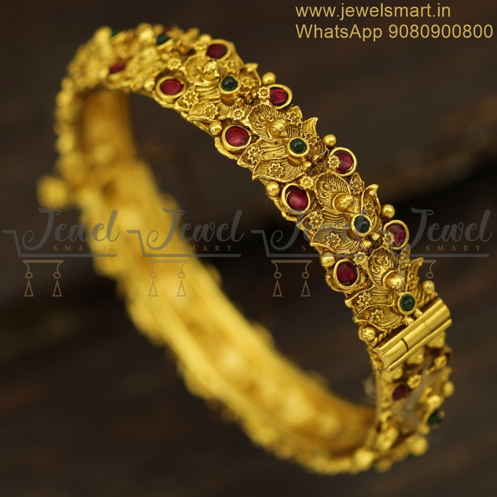 DREAMJWELL - Beautiful Gold Tone Cz Ruby Mango Designer Bangles Dj3398 –  dreamjwell