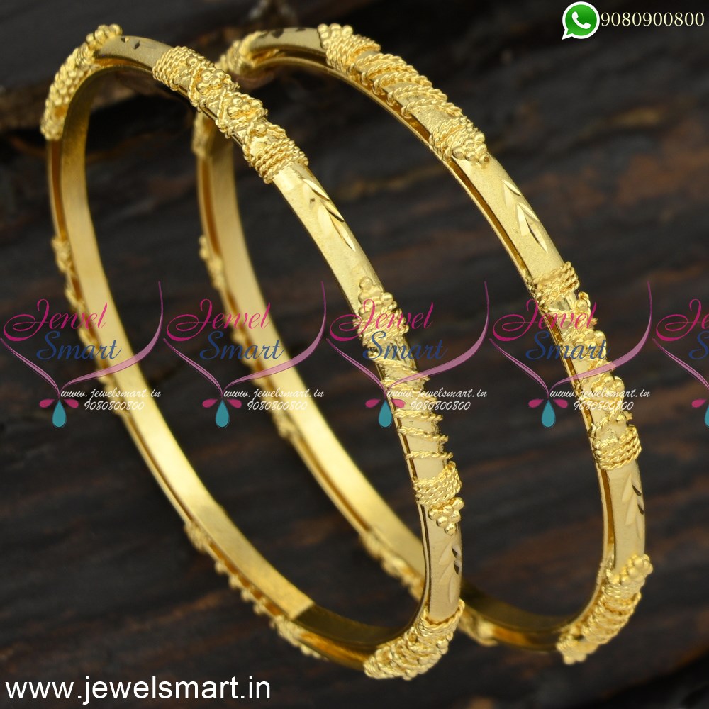 22K Yellow & White Gold Bangle Bracelet Set | Virani Jewelers