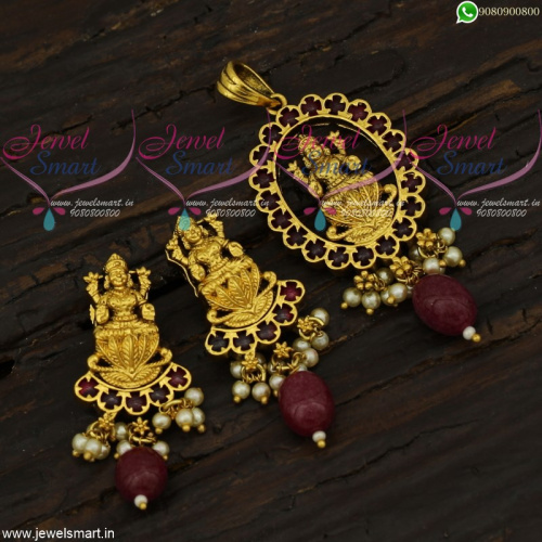 1 Gram Gold Temple Jewellery Pendant Sets Real Kemp Collections Online PS21734