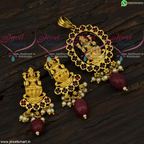 1 Gram Gold Temple Jewellery Pendant Sets Real Kemp Collections Online PS21734