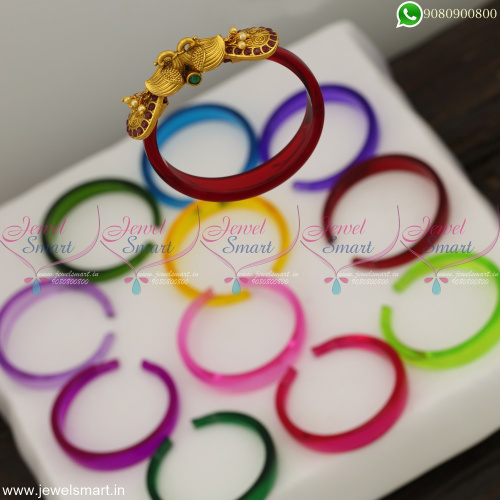 12 Colours Changeable Design Peacock Kada Matte Gold Finish Matching Jewellery Online
