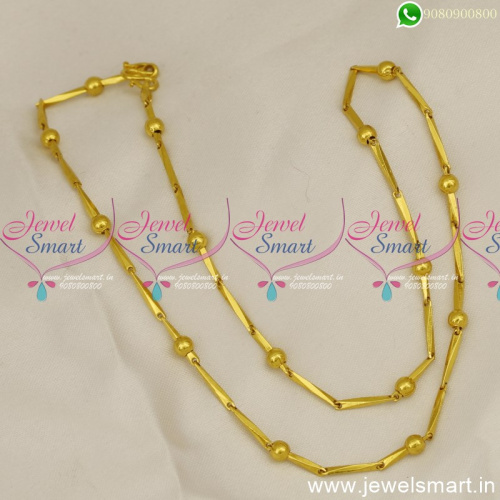 18 Inches Lean Gobi Gold Chain Designs With Beads Trendy Imitation Jewellery Collections C24769