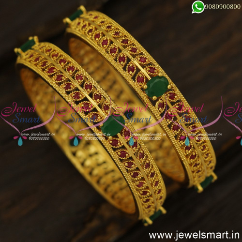 2 Line Ravishing One Gram Gold Bangles Design Latest Covering Jewellery Online B24796