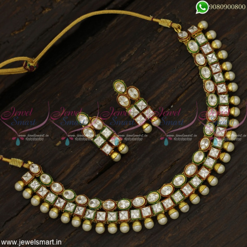 2 Rows Oval and Square Stones Fancy Necklace Set Dazzling White Earrings Online NL22880