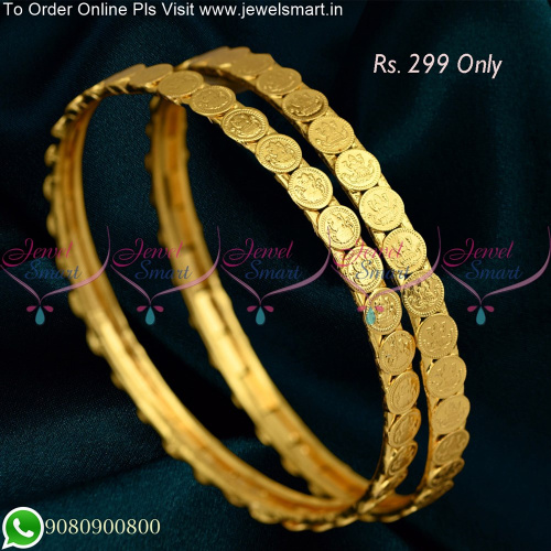 Delicate Thin Laxmi Kasu Coin Bangles One Gram Gold Jewellery Low Price B25331