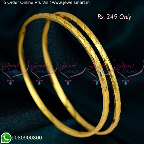 Smooth Ribbon Wrap One Gram Gold Bangles Daily Wear Jewellery B25332
