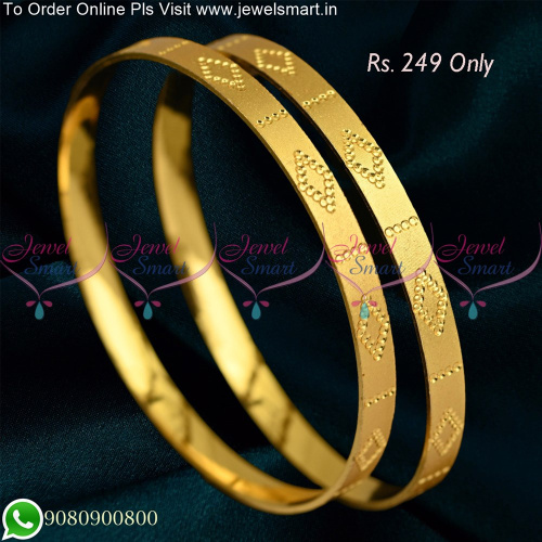 Matte Look Fancy Gold Plated Bangles Flat Smooth Design B25334