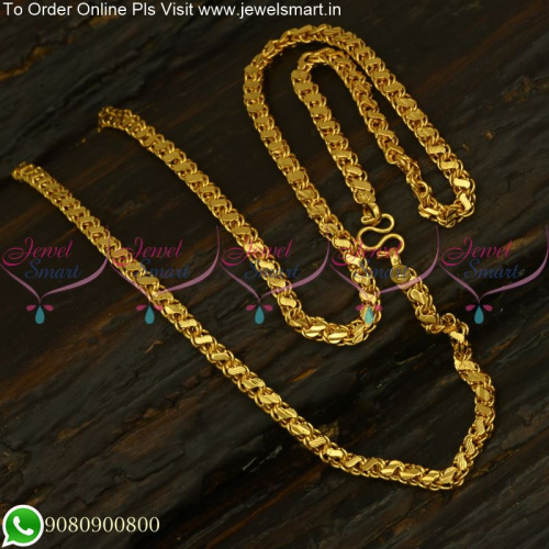 C11727 24 Inches Double Design Fancy Thick Gold Plated Chains For Daily Wear