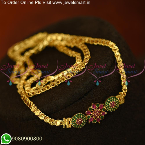 24 Inches Fancy Cuttings Floral Mugappu Gold Chain Designs Online C25455