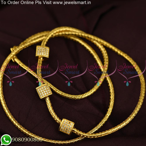 24 Inches Gold Covering Thali Chain with Polygon Capsule Stone Mugappu C25550
