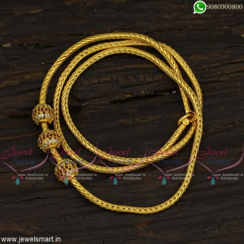 24 Inches Stone Ball Mugappu Chain Latest Gold Design Artificial Daily Use Jewellery
