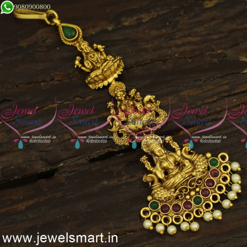 3 Layer Designer Temple Jewellery For Wedding New Arrivals Maang Tikka Antique Gold T24206