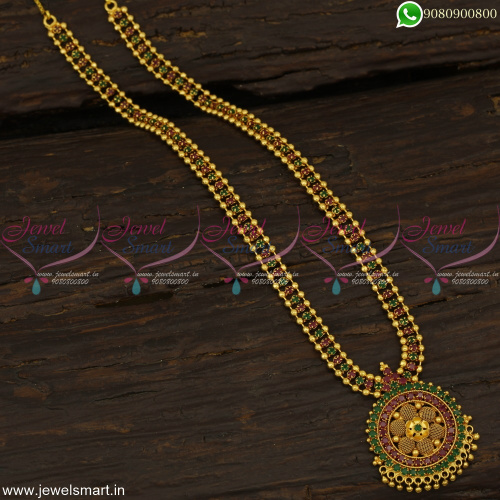 3 Line Beads and Stone Gold Haram Designs Online Latest Artificial Jewellery NL22804