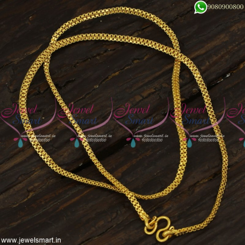 3 MM Flat 18 Inches Artificial Gold Chain Designs for Daily Wear South Indian Jewellery C23264