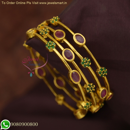 4-Piece Set Antique Dull Gold String Bangles | Latest Designs B26034