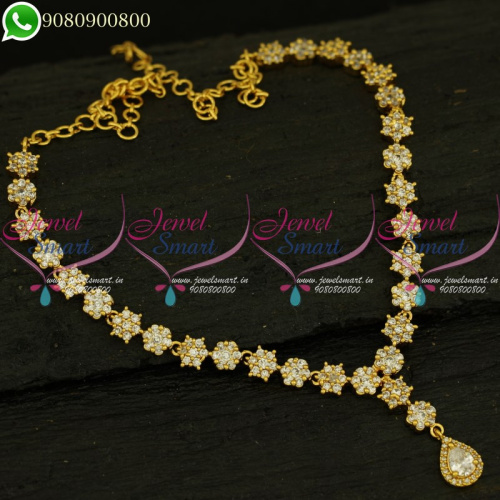 7 Stone Necklace White Colour Gold Plated Necklace Online NL21077