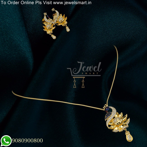 92.5 Sterling Silver Chain For Women Gold Plated Peacock Design PS25319
