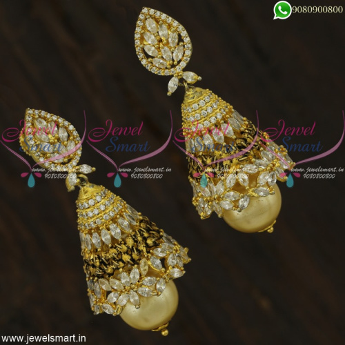 Admirable Designer Jewellery Fusion Jhumkas Online Latest Marquise CZ J22310