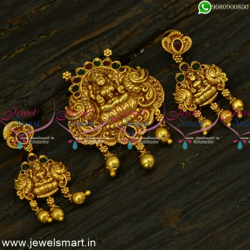 Adorable Masterpieces of Temple Jewellery Small Pendant Earrings Set PS25012