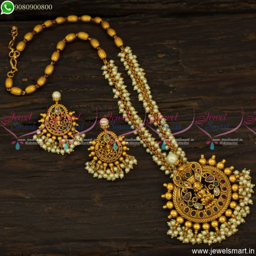 Adorable Pearl Temple Jewellery Divine Nagalakshmi Gold Design Malai Online 