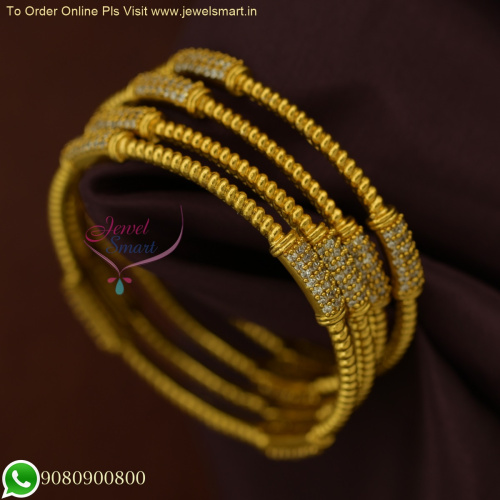 Affordable 4-Piece Set: Spiral Capsule Antique Gold Bangles Design  B25973