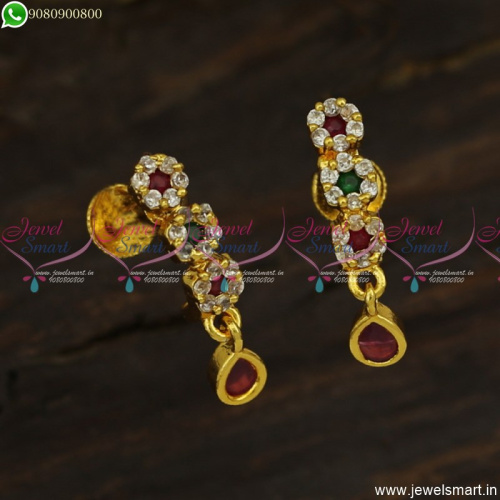 All New J Style 3 Flower Kammal Designs Gold Plated Daily Wear Studs Collections ER23601