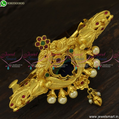 Amazing 3D Hair Clip One Gram Gold Jewellery Latest Fashion Peacock Feathers H23805