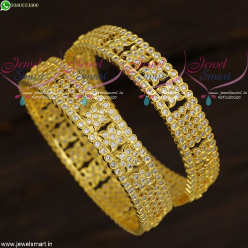 Jewellery Inspired By Gold American Diamond Stone Bangles Broad South Indian Collections B21636