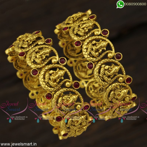 Antique Bangles With Lord Ganesh Inside Mango Frame Temple Jewellery