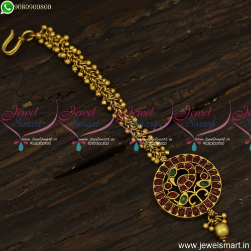 Antique Beads Jalar Chain MangTika Designs Traditional Gold Pattern Online T23853