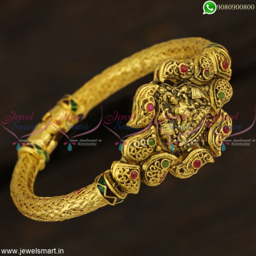 Antique Blackish Gold Kada Bracelets Temple Jewellery Hollow Collections Online B22915