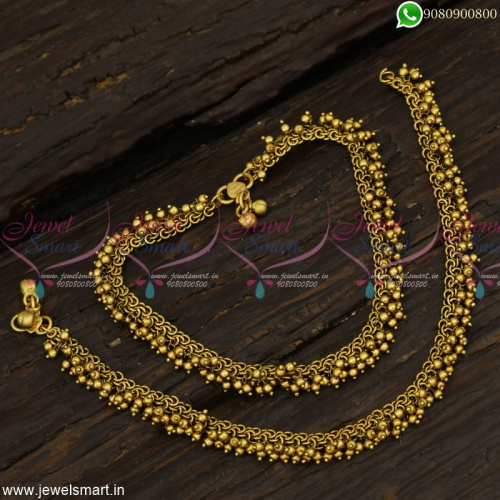 Antique Bridal Anklets Newest Pearl and Golden Beads Payal For Marriage P23047