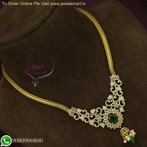 Exquisite Antique Chain Necklace: Stunning Gold Jewelry with CZ Stones NL26355