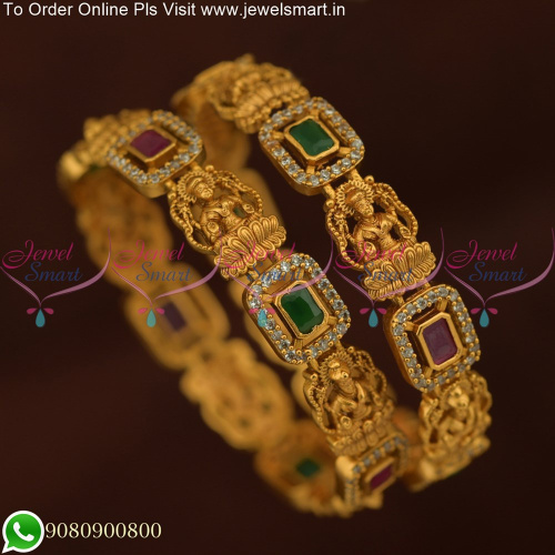 Trending Antique Gold Bangles Set Latest Temple Jewellery Designs B25608