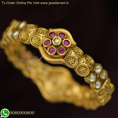 Antique Gold Bridal Kundan Bangles - Exquisite Imitation Jewelry B26153