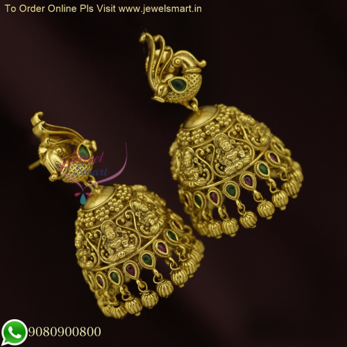 Timeless Opulence: Antique Gold Bridal Temple Jhumka Earrings - Latest Trending Jewellery J26209