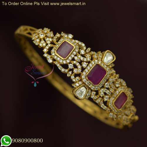 Elegant Antique Gold CZ Bracelets for Women - Clip Open Trending Jewellery Designs B26369