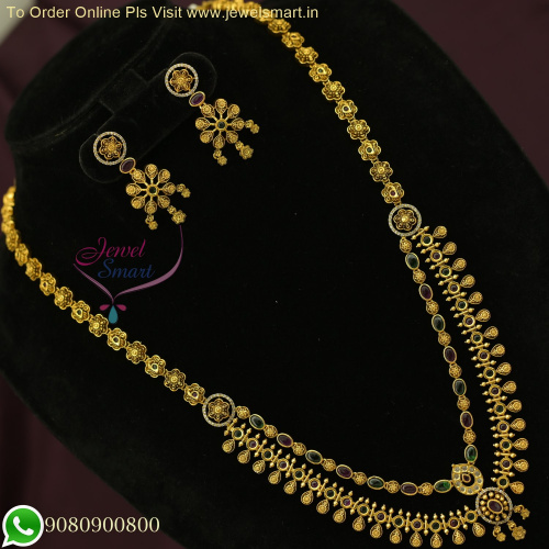 Antique Gold Layered Long Necklace Set: Elevate Your Style with Trending Fashion Jewelry NL26404