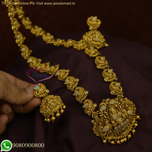 Exclusive Nagas Temple Handcrafted Antique Gold Long Necklace Set - Artistic Artificial Jewellery NL25888