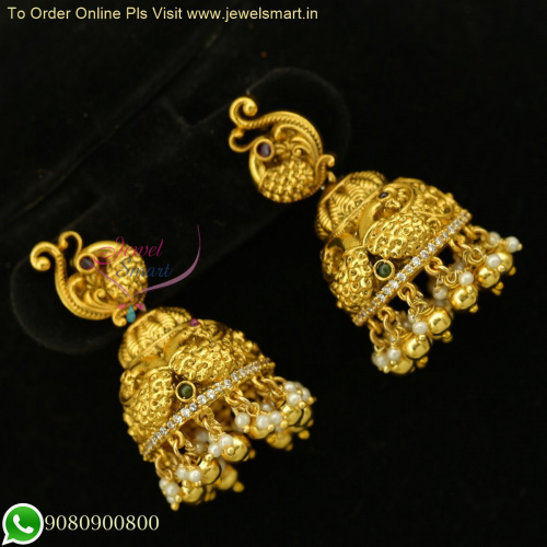 Antique Gold Peacock Jhumka Earrings | Exquisite Ethnic Jhumka Earrings J26418