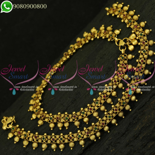 Antique Gold Plated Anklets Fancy Golusu Designs Kemp Jewellery