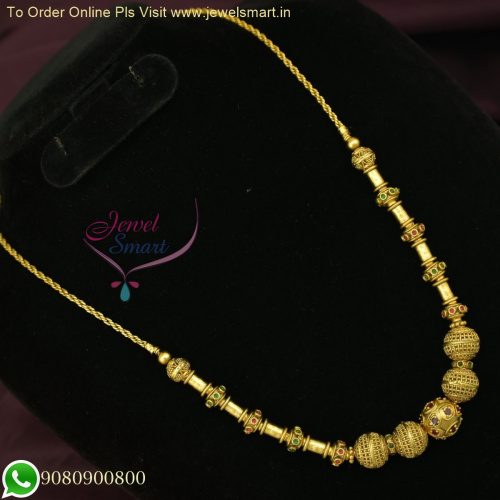 Exquisite Antique Gold Plated Beaded Chain Necklace: Latest Traditional Jewelry Collection NL26481