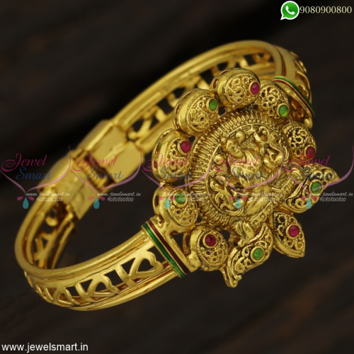 Antique Gold Plated Temple Bracelets For Women Traditional Jewellery Designs B22888