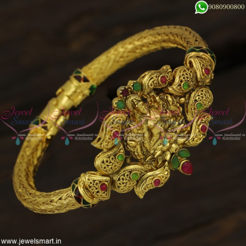 Antique Gold Plated Hollow Temple Kada Bracelets Traditional Jewellery Designs B22887