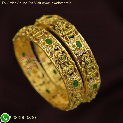Elegance Redefined: Antique Gold Temple Bangles at Unbeatable Prices B26312