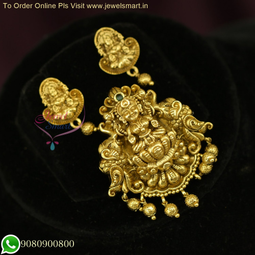 Antique Gold Temple Pendant and Ear Studs: Lowest Prices Online PS26381