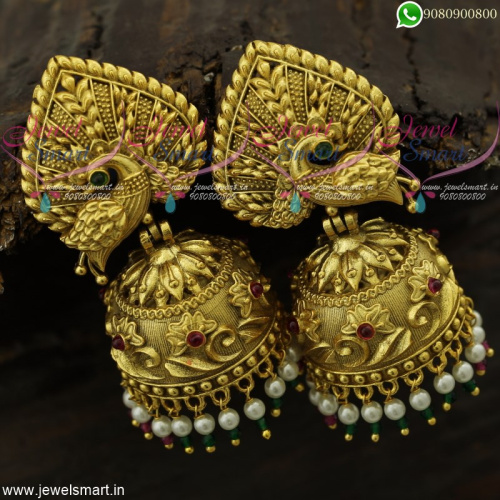 Antique Jhumkas Pearl And Crystal Drops Artificial Jewellery Online Latest J21827