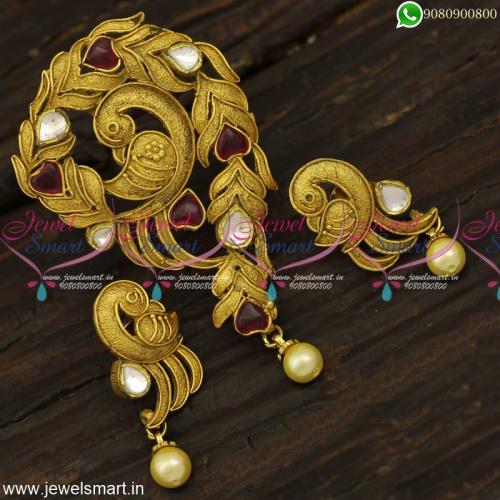 Antique One Gram Gold Jewellery Kundan Pendant Sets Beautiful Workmanship PS23969