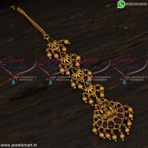 Antique Temple Maang Tikka for Bride Kemp Stones NethiChutti Designs Online T22698